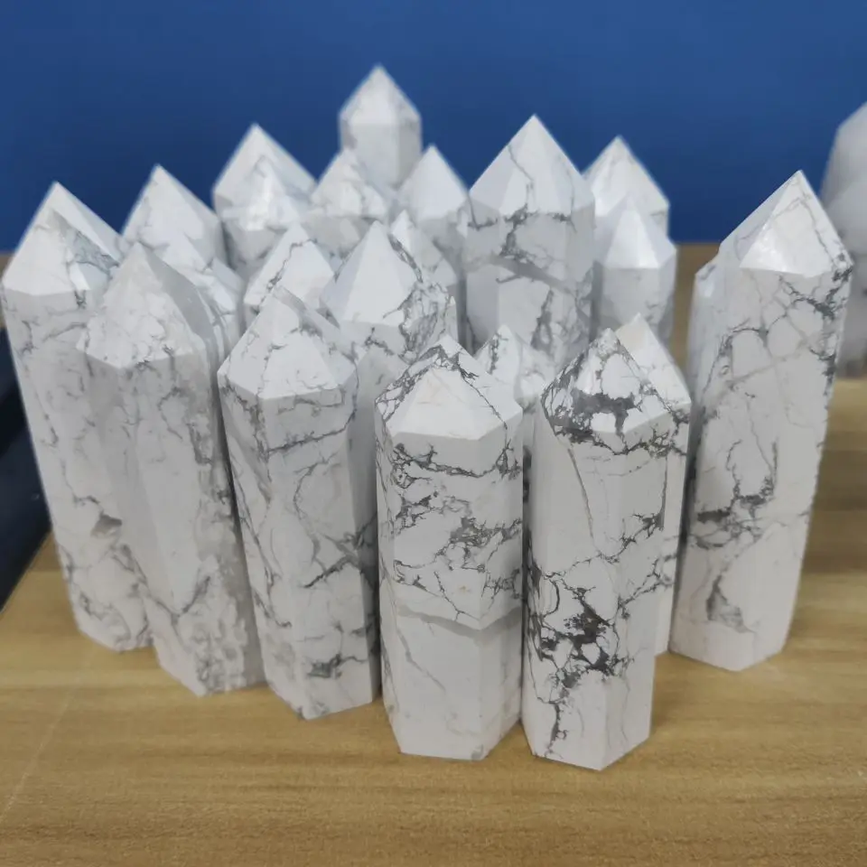 

1pcs 70g top! Natural white Turquoise Quartz Obelisk Wand Crystal Point Reiki Healing