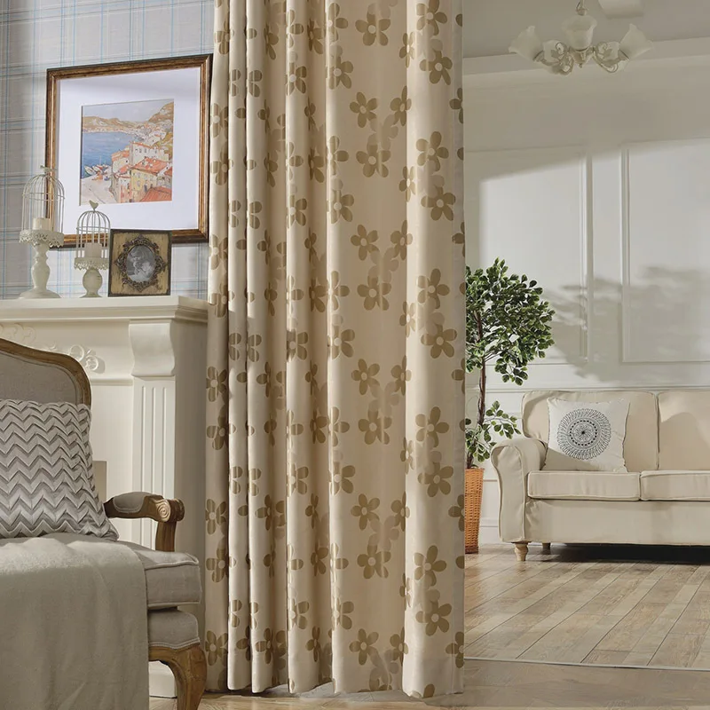 

Затемняющие жаккардовые шторы, простые современные занавески в пасторальном стиле с цветами, Защита окружающей среды, для гостиной, спальни
