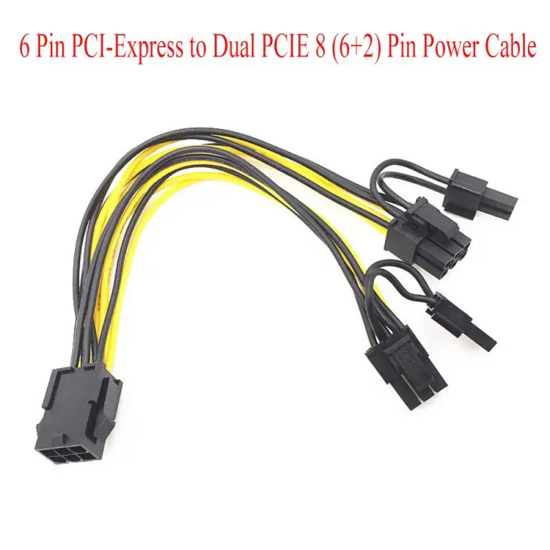 

1 шт. PCI-Express PCIE 6 Pin к Dual 8 (6 + 2) Pin VGA Графическая Видеокарта адаптер кабель питания PCI-E кабель питания 20 см