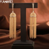 tassel earrings for women boho ethnic high end tassel palace style jewelry chain long luxury accessories fashion crown earrings