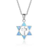 new style cross pendant necklace blue star link chains hollow necklaces women wedding engagement birthday party gifts