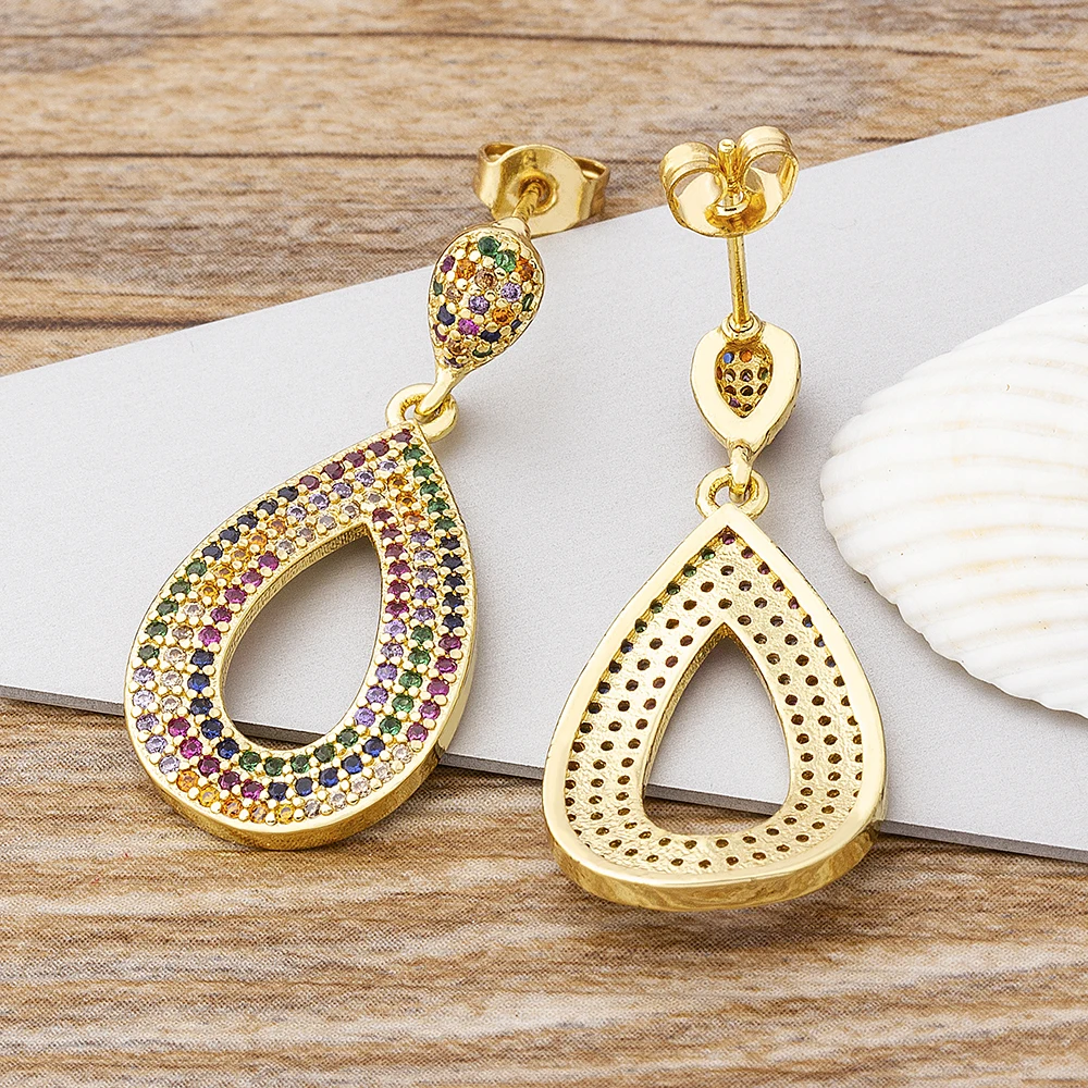 2021 New Colorful Drop Earrings for Women Dance Party Delicate Accessories Copper Zircon Birthday Wedding Trendy Jewelry Gift | Украшения и