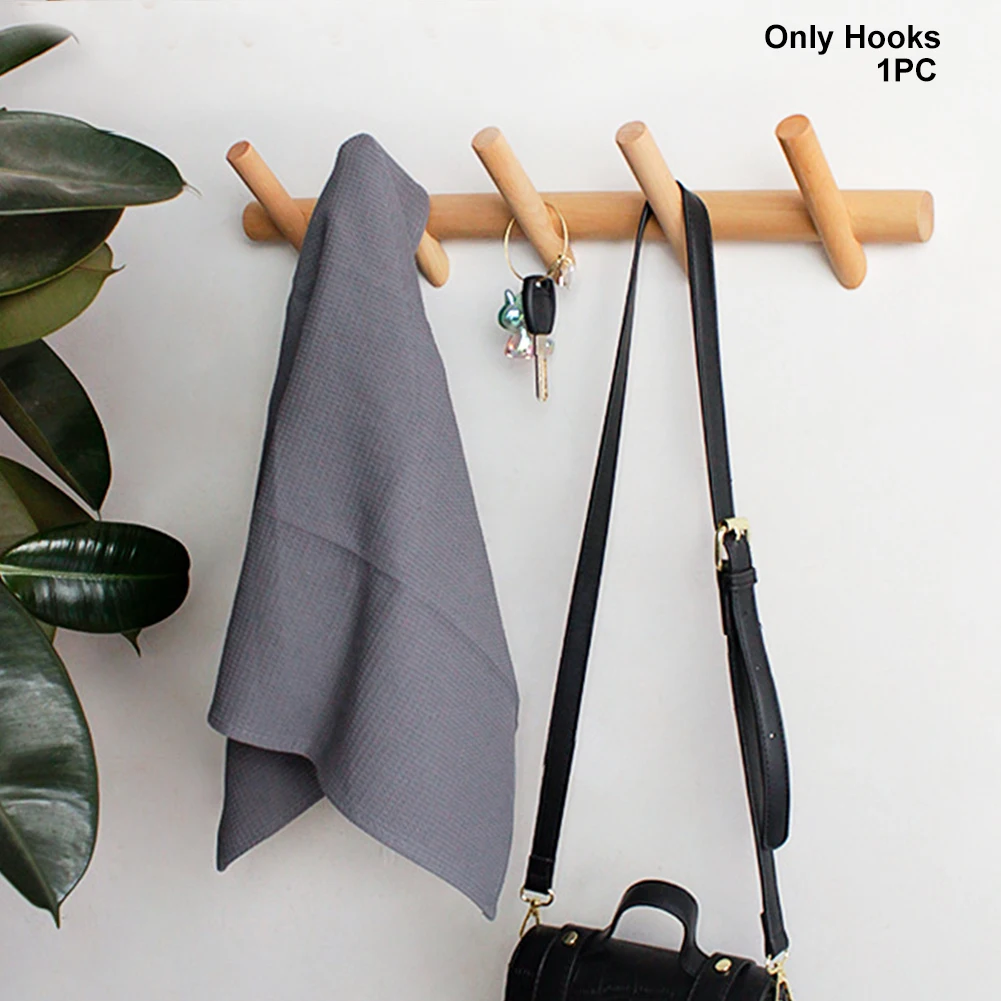 

Umbrella Bathroom Key Porch 5 Hooks Hotel Wood Coat Rack Bag Bedroom Easy Install Towel Wall Mounted Hanging Hat Home