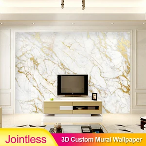 Настенные обои без швов на заказ, золотые шелковые настенные бумаги с белым мрамором, домашний декор для гостиной, спальни, фон