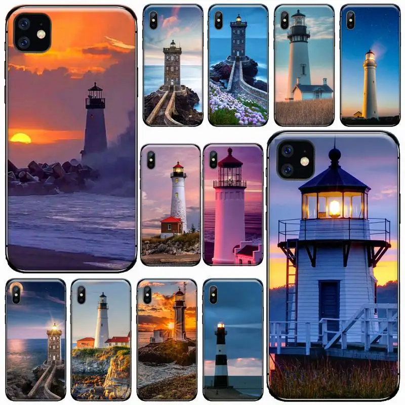 

Lighthouse Seaside scenery Phone Case for iPhone 11 12 mini pro XS MAX 8 7 6 6S Plus X 5S SE 2020 XR Luxury brand shell funda