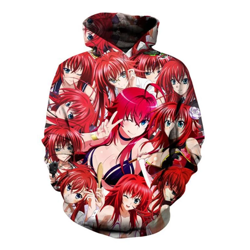 Толстовка с 3D-принтом Rias Gremory для старшей школы свитшоты капюшоном D×D косплея