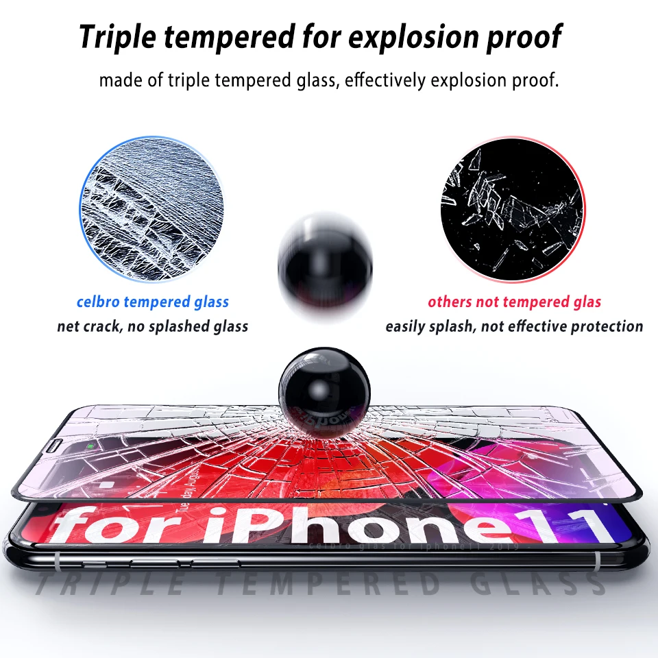 Закаленное стекло для Apple iPhone 11 Pro Max защита экрана Защитная пленка телефона 6 1 &quot6