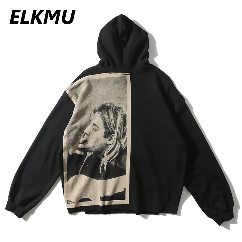 

Свитшот ELKMU мужской с принтом в стиле пэчворк, уличная одежда, худи в стиле Харадзюку, большие размеры, HM042, весна-осень