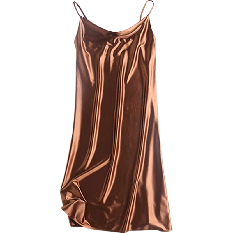 

Street Fashion Satin Suspender Dress Sexy Backless Drape Nightdress Temperament Retro Lazy Bright Surface Dress