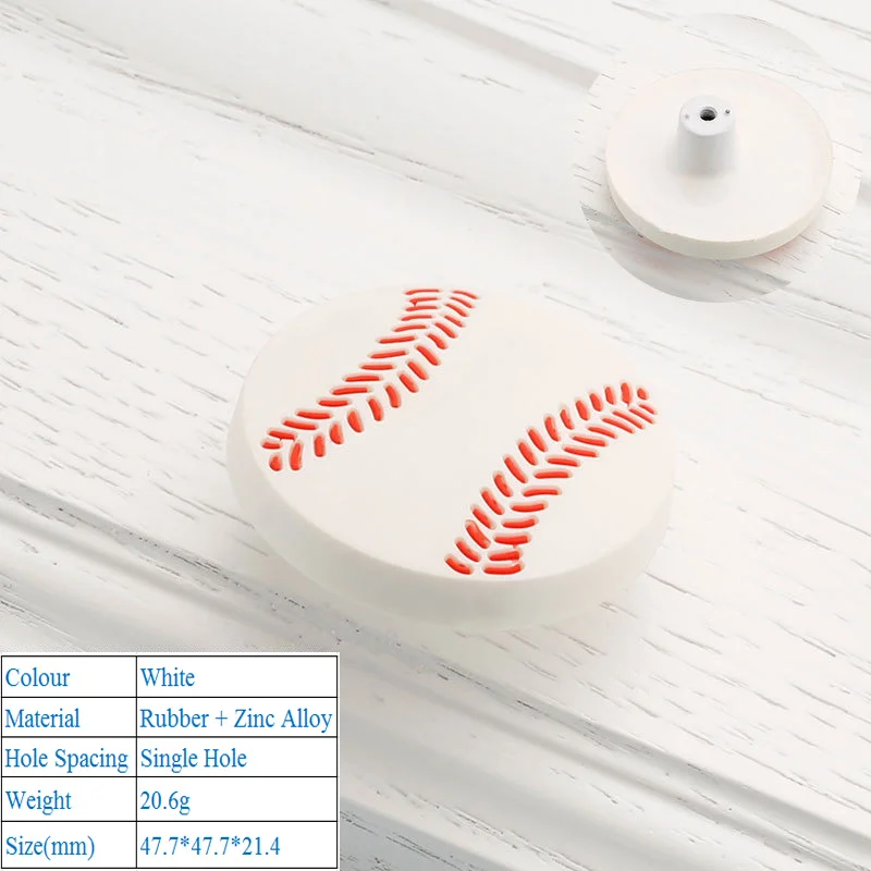 Baseball 6266 LBA, детские резиновые дверные ручки, милые розовые, желтые, синие, Звездные, лунные, облачные, кухонные ручки и ручки для шкафа, мебельные ручки для выдвижных ящиков - Цвет: Baseball 6266