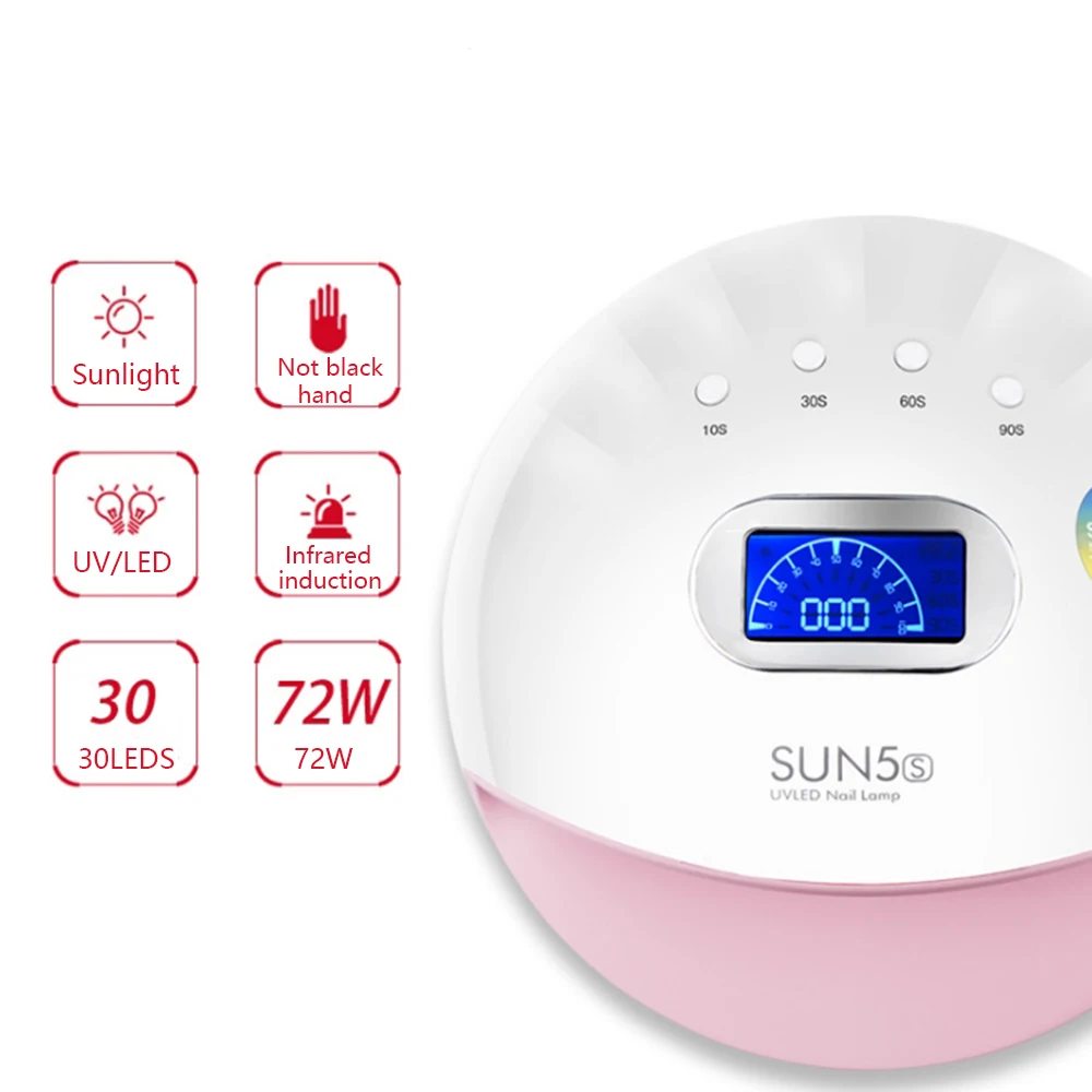 Светодиодная УФ лампа для ногтей SUN5 S 72 Вт 30 шт. СВЕТОДИОДНЫЙ с датчиком движения