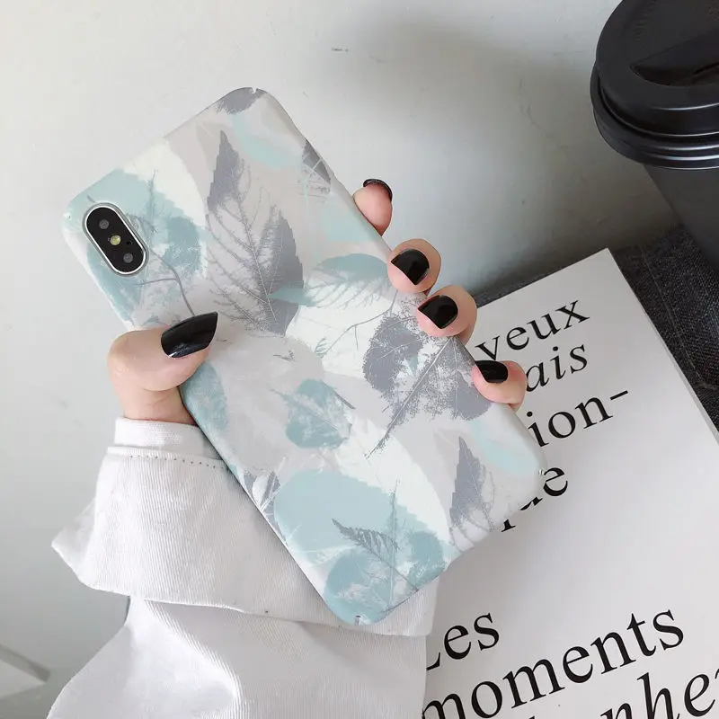 

Retro Flowers Leaves Phone Case For iPhone 11 Pro Max XR X Xs Max 7 8 6 Plus Matte Slim Hard PC Full Back Cover Coque Fundas