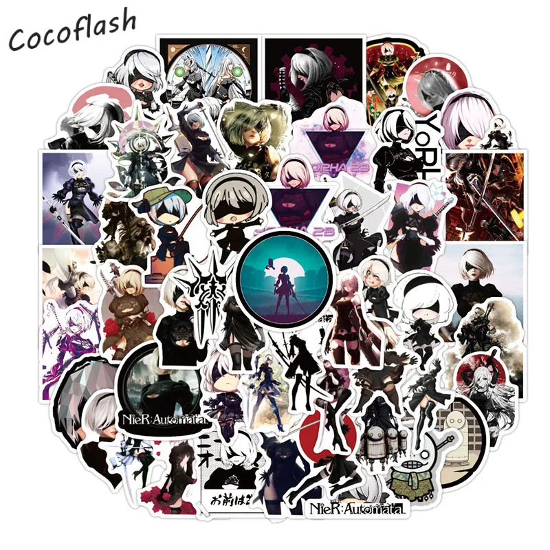 10/50pcs/pack NieR:Automata Cartoon Game Anime Mixed Graffiti Stickers For Diy Laptop Luggage Skateboard Phone Case Kids Toy