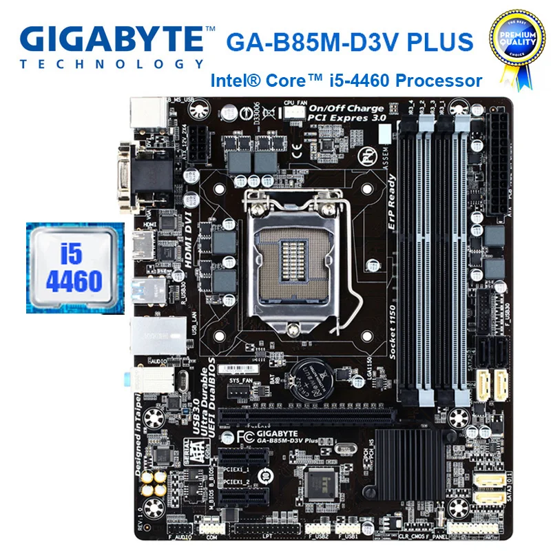 GIGABYTE GA B85M D3V Plus с процессором i5 4460 настольная материнская плата B85 Socket LGA 1150 DDR3 32G