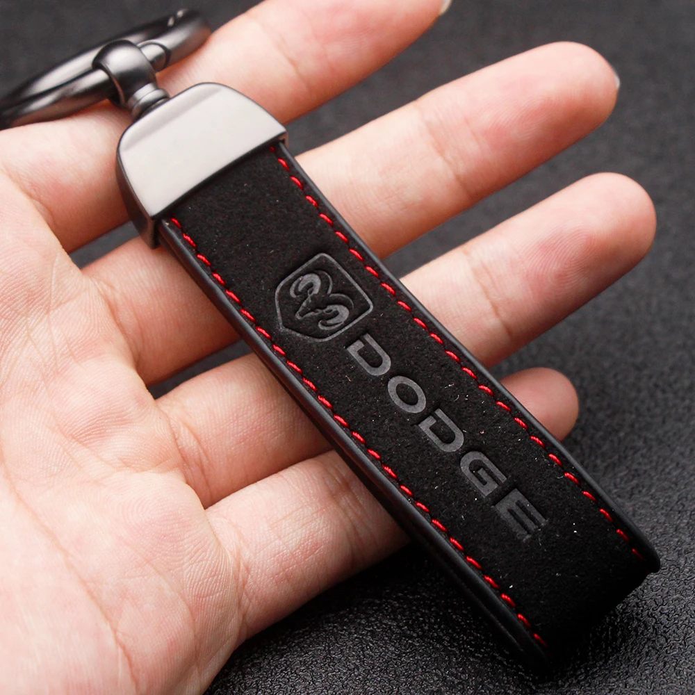 

Luxury Genuine Leather Lanyard Keychain Men Women Square Pattern Buckle Car Key Ring Holder Jewelry Gift For Dodge Ram 1500