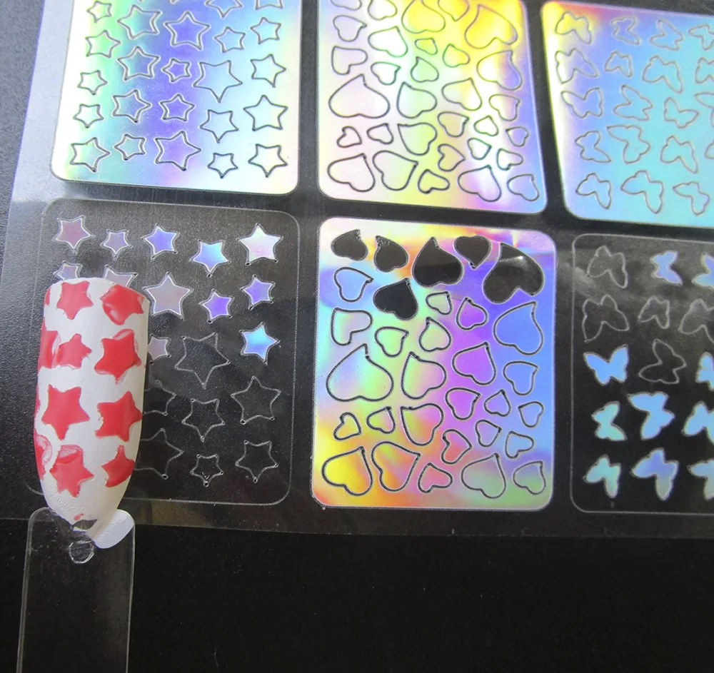 24 листа голографическое искусство ногтей виниловые наклейки трафарет для цветок