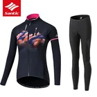 Женский флисовый спортивный костюм Santic, одежда для велоспорта на осень и зиму, 2021