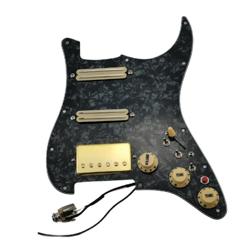 

SSH Prewired Pickguard Pickups Strat Guitar Pickups Alnico V Humbucker Pickup Guitar Wiring Harness Mini Single Cut Gold Set