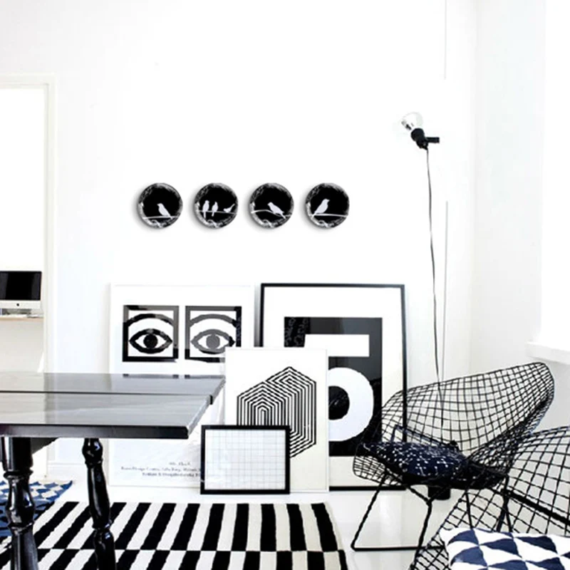 Black and white bird ceramic hanging plate wall decorative dish home decor crafts room decoration | Дом и сад