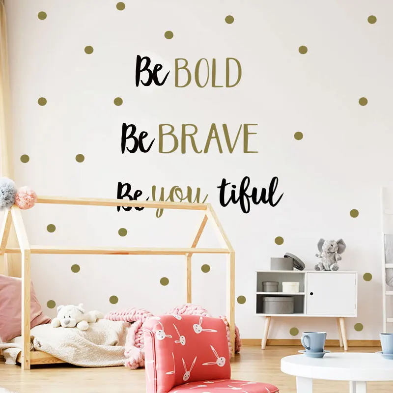 Be Bold Brave Dots мотивация Цитата Виниловые наклейки на стену для офиса украшение