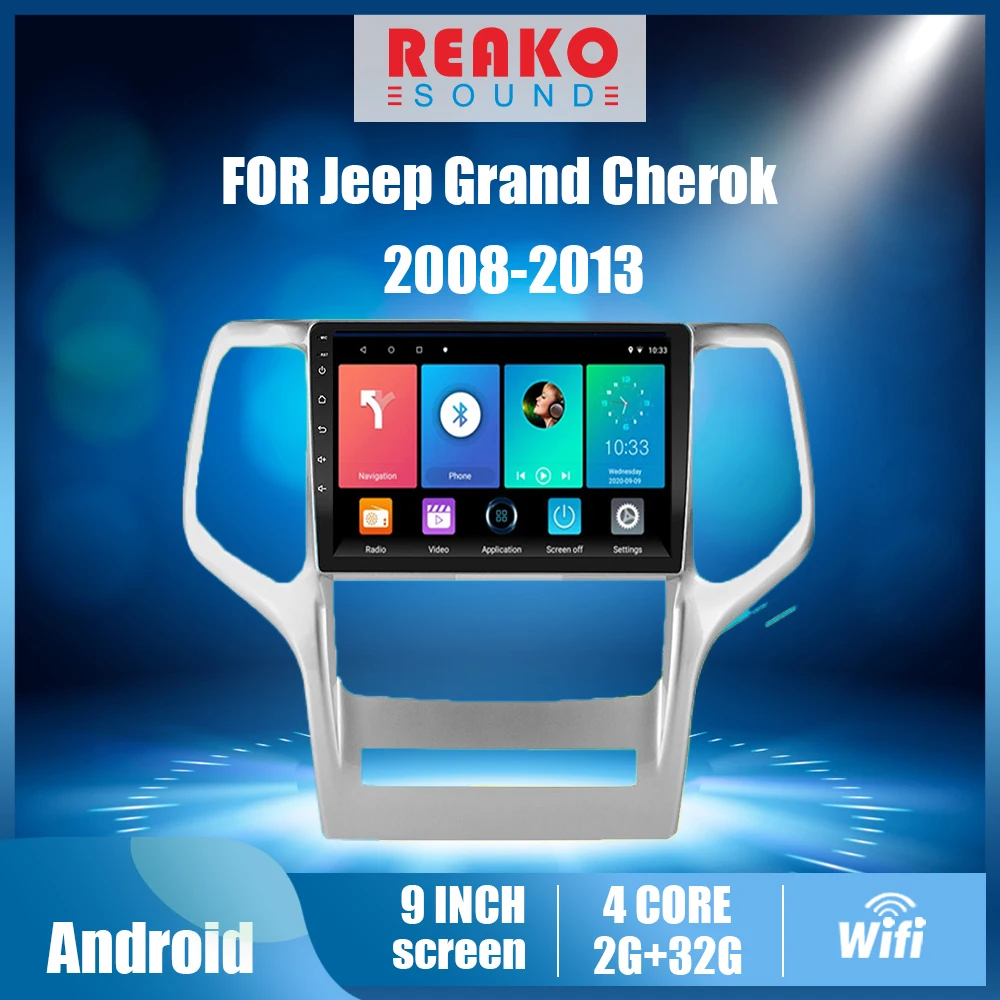 

REAKOSOUND For Jeep Grand Cherok 2008- 2013 Navigation GPS Autoradio 9 Inch Android 2Din Car Multimedia Stereo Player with frame