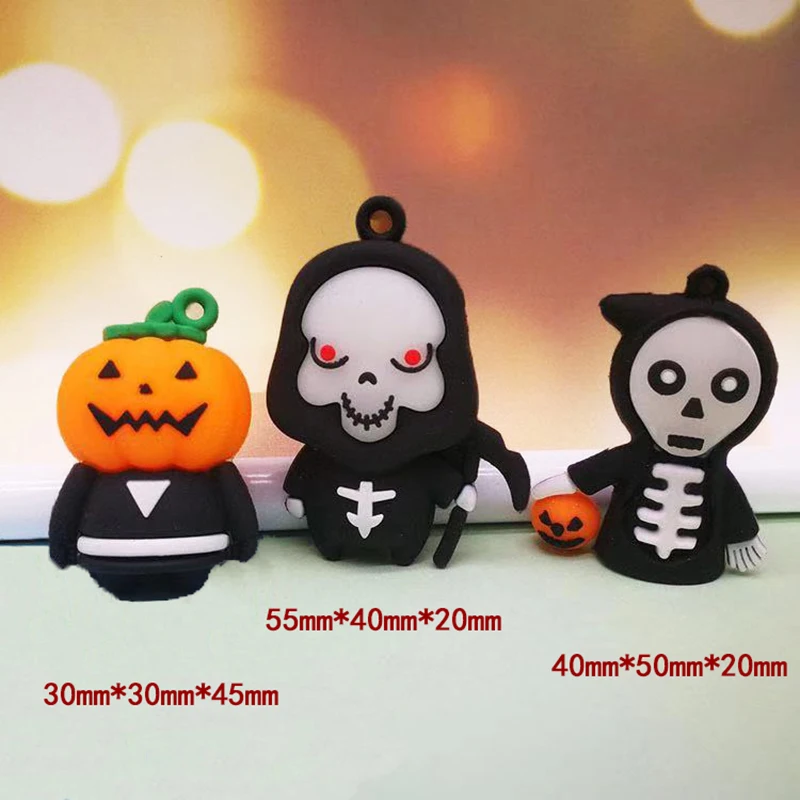 1pcs Halloween Keychains 3D Simulation Death Skeleton Pumpkin Decoration Charms Bag Car Pendants For DIY Accessories LL118 | Украшения и