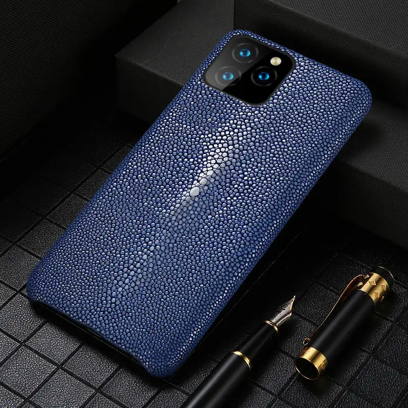 Натуральная кожа ската чехол для сотового телефона Apple iPhone 11 11 Pro 11 Pro Max X XS XR 7 Plus XS MAX 8 Plus 6 6S 5 5S se - Цвет: Синий