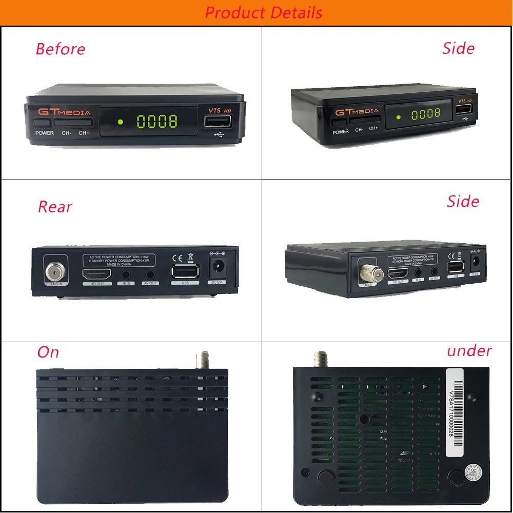 Freesat GT медиа V7S HD с 7 линиями Cccam Cline на 1 год Европа Испания Португалия V7 HD приемное устройство спутниковый приемник ТВ Декодер