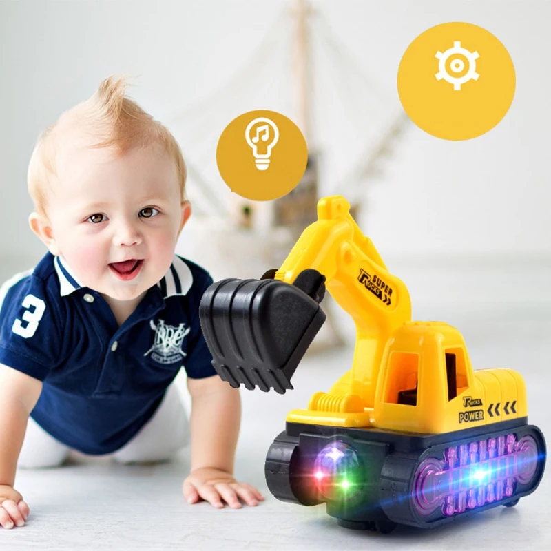 

Electric Excavator Construction Car with Music LED Kids Educational Toys for Children Gift