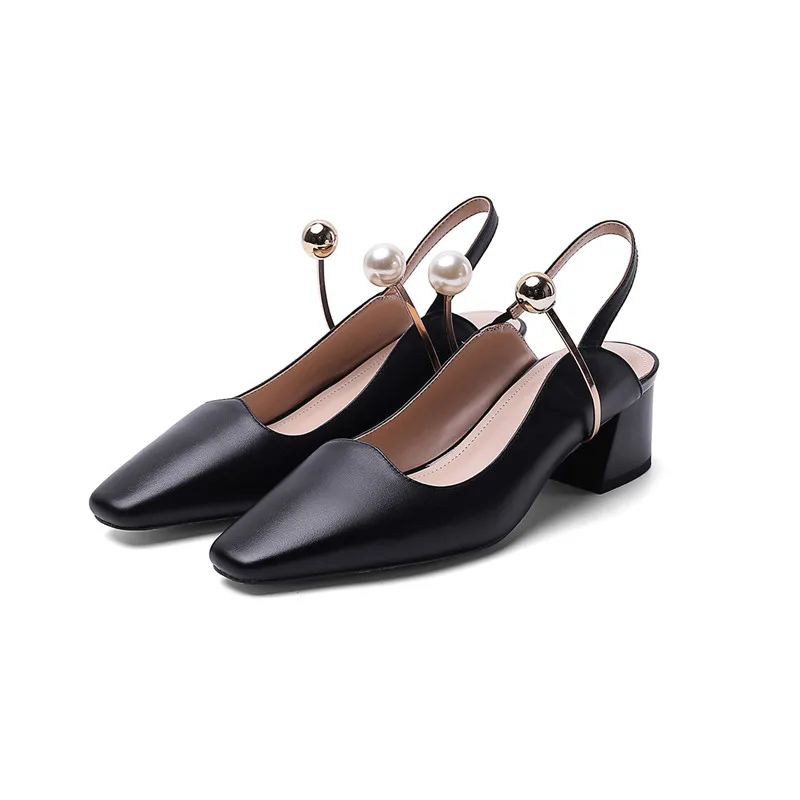

ASUMER 2020 new arrival genuine leather women pumps square toe rivet summer shoes square heel fashion party wedding shoes woman