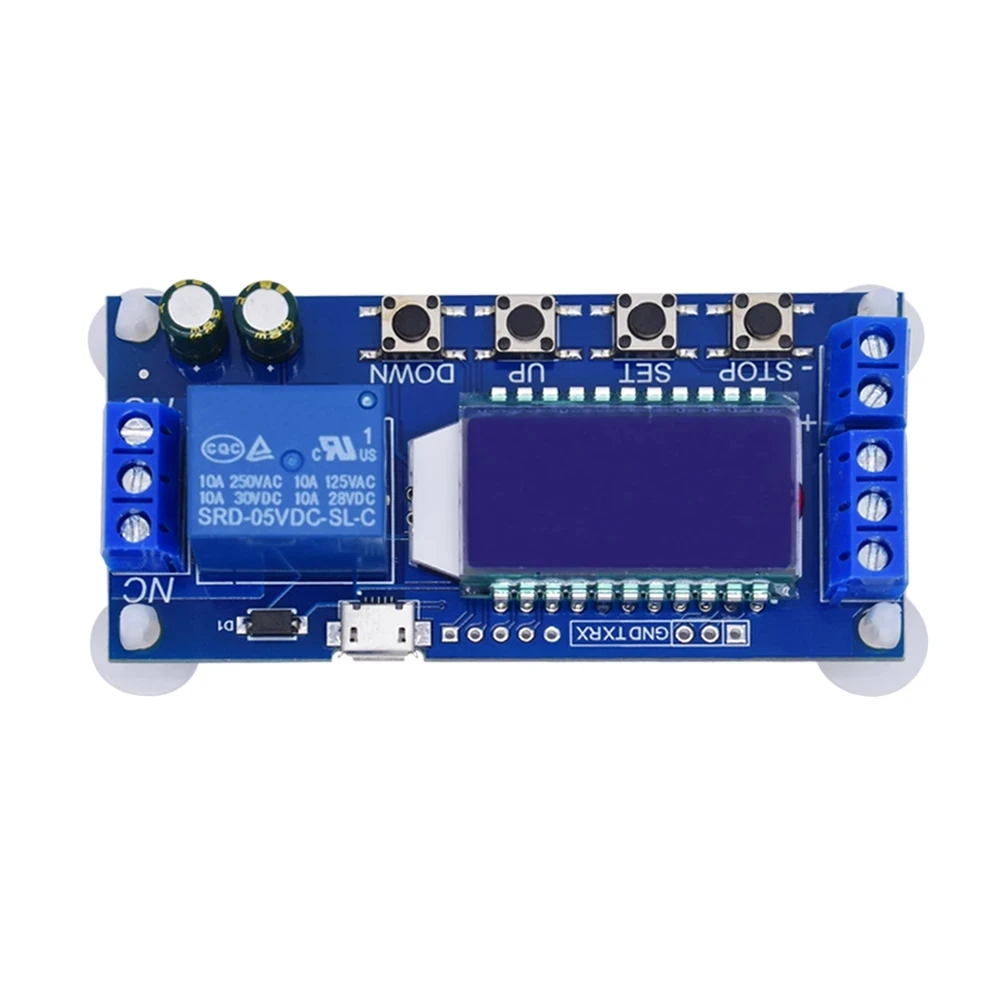 Micro USB цифровой ЖК-дисплей релейный модуль с задержкой времени DC 6-30V