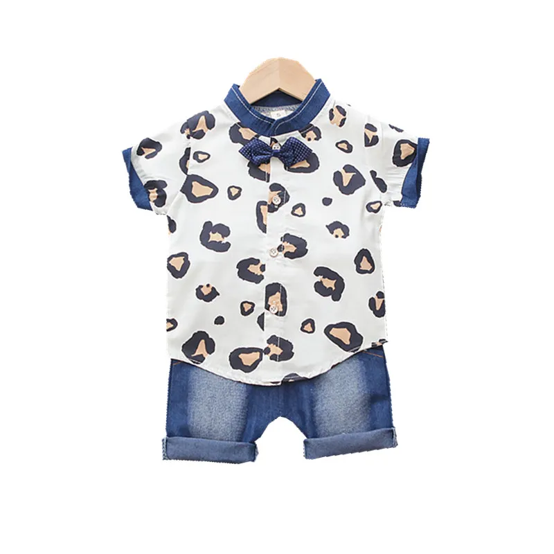 2020 Детская летняя одежда комплекты для мальчиков рубашка с короткими рукавами и