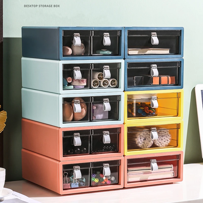 Desktop Stackable Sundries Storage Drawers Home Necessary Stationery Books Organizer Jewelry Cosmetic Storage Box Container