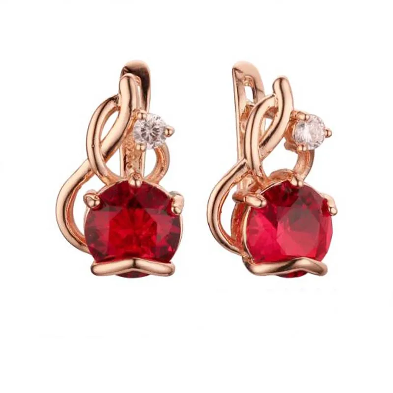 2 Color Womens Green Red Stone 585 Rose Gold Dangle Drop Earrings | Украшения и аксессуары