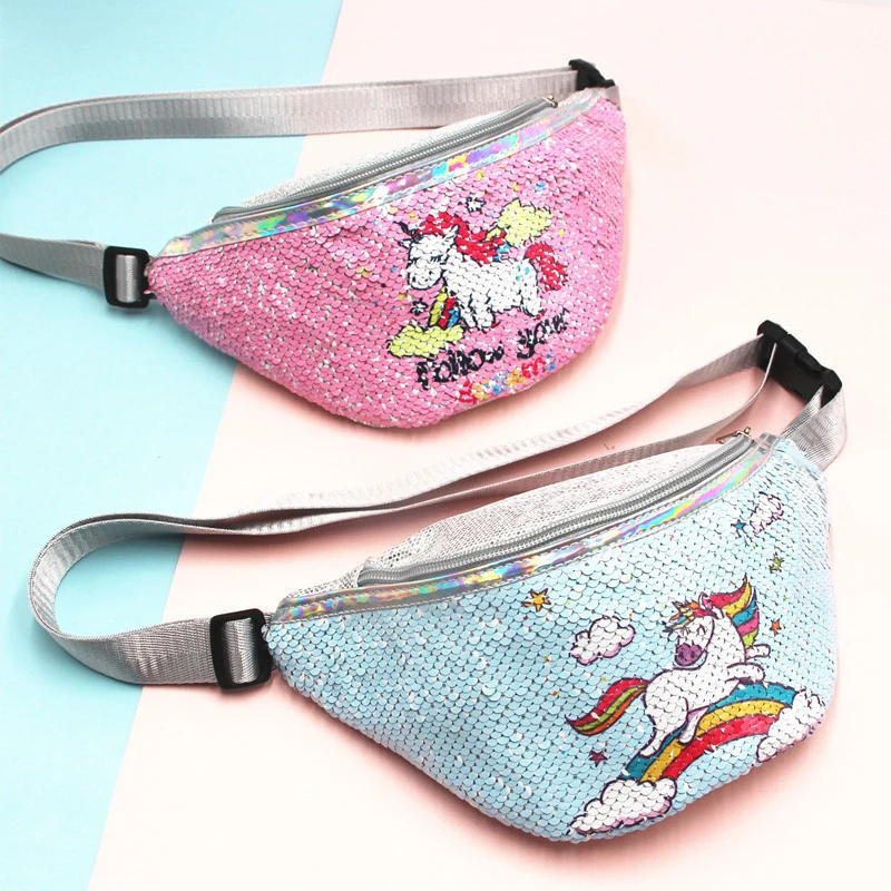 Мультяшный Единорог блестки поясная сумка Повседневная Регулируемая Талия