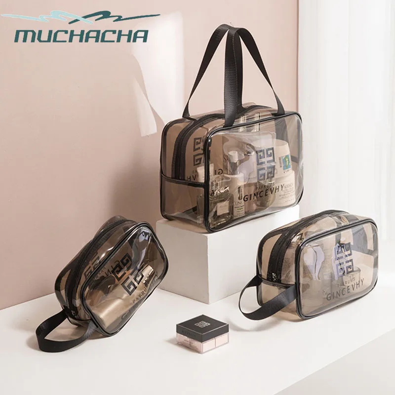 Muchacha модные Водонепроницаемый 3 шт./компл. прозрачный Красота комплект мыть, на молнии, косметичка, пляжная сумка из прозрачного ПВХ косметичка
