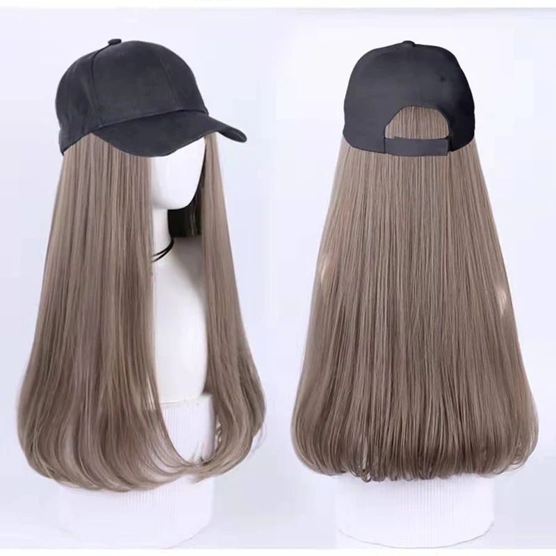 60Cm Long Hat Wig Female Hair Curly One Fashion Summer Internet Celebrity Trend Full Headset Buckle | Шиньоны и парики