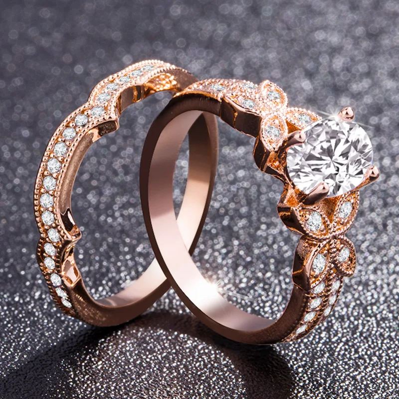 Женское кольцо из розового золота с бриллиантами 14 к|Кольца| |