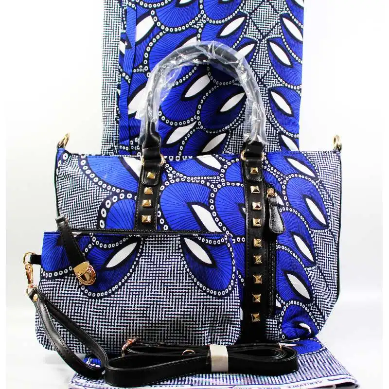 

classical fashion real wax fabric matching ankara bag set high quality veritable wax fashion popular for women gift wed