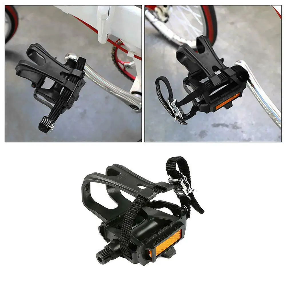 

1 Pair Mountain Road Bike Fixed Gear Bicycle Pedals with Toe Clips Straps Bike Parts