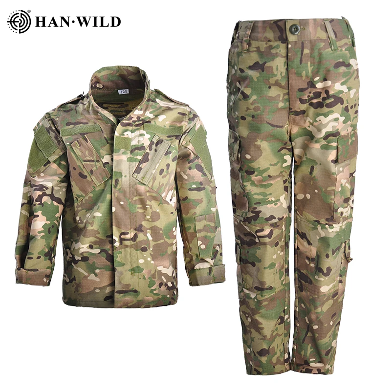 

Новая камуфляжная военная форма для детей, тренировочный костюм для мальчиков, куртка спецназа, штаны, армейский комплект для детей Одежда ...