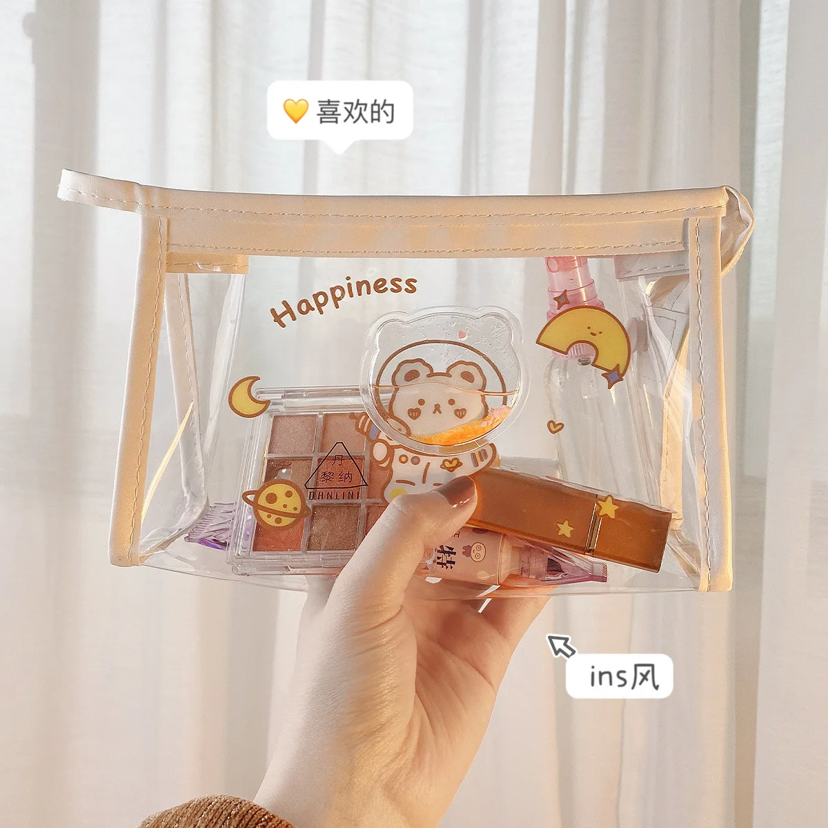 

W & G креативная косметичка с сыпучим песком, прозрачная сумка для хранения из ПВХ в виде сердца для девочек, большая емкость, сумка для хранен...