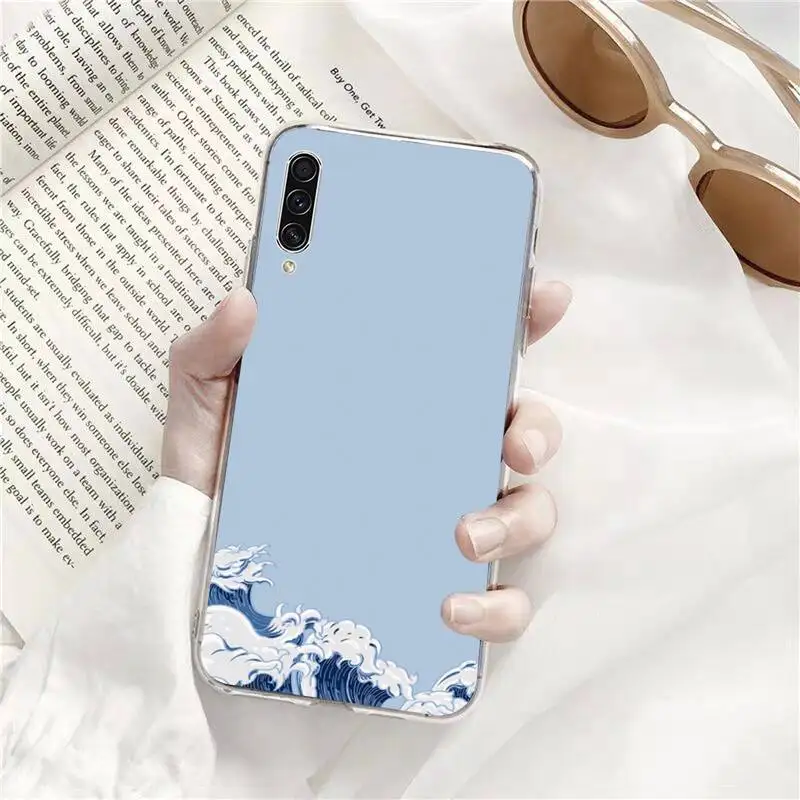 

Ocean Waves Japanese Phone Case Transparent for Samsung A71 S9 10 20 HUAWEI p30 40 honor 10i 8x xiaomi note 8 Pro 10t 11