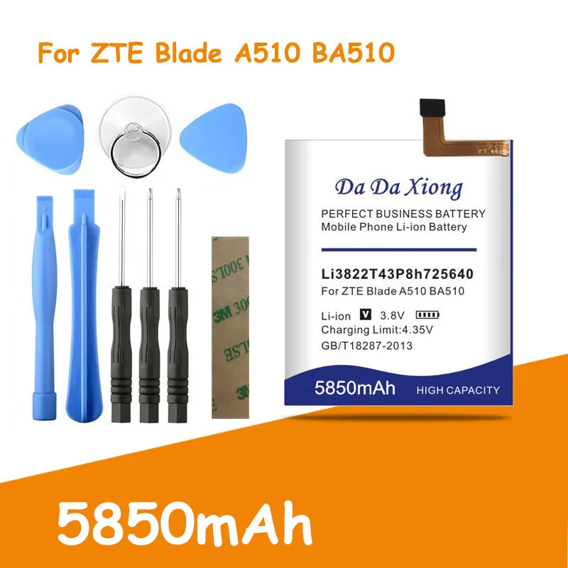 Аккумулятор большой емкости 5850 мАч Li3822T43P8h725640 для ZTE Blade A510 BA510 сменные батареи +
