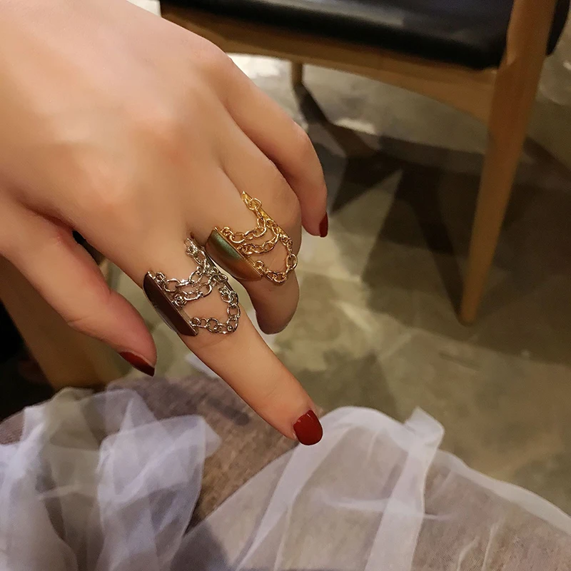 SRCOI многослойная цепочка золотого и серебряного цвета металлическое кольцо на
