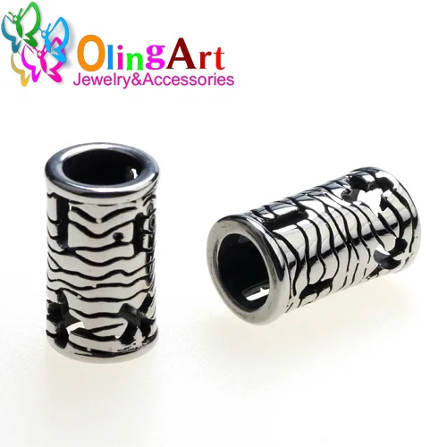 BQGHK 001 2pcs Olingart 2 шт./лот бусины-трубки из нержавеющей стали 6 мм тибетский серебряный кожаный шнур DIY браслет/ожерелье слайдер Изготовление ювелирных изделий DIY - Цвет: BQGHK 001 2pcs