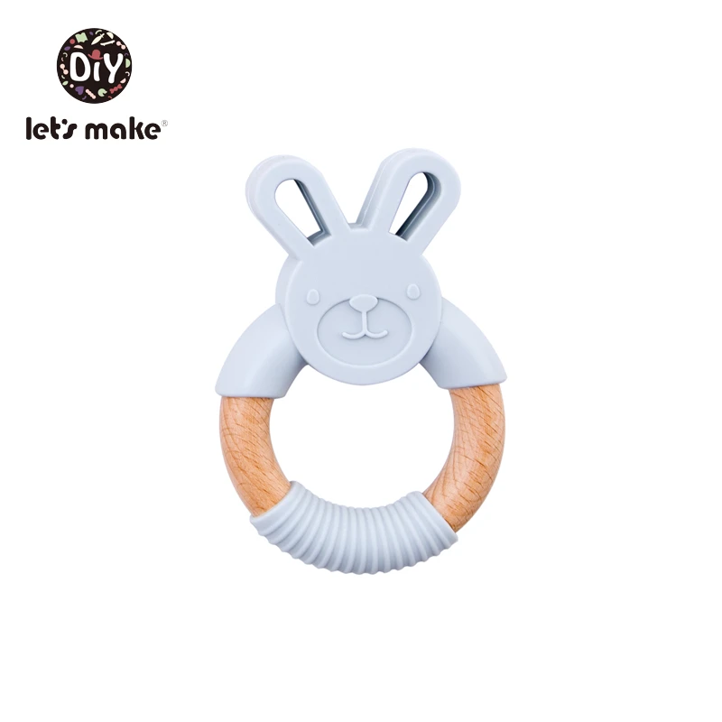 Rabbit Gray Детские Прорезыватели, прорезыватели для зубов, Силиконовые Прорезыватели для зубов, мультяшная мышь, BPA Free, Лидер продаж, новинка, для еды, сделай сам, пустышки, 1 шт., прорезыватели - Цвет: Rabbit Gray