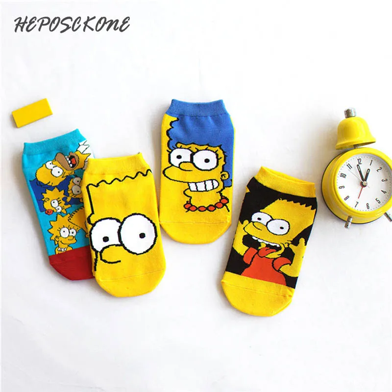 Новые модные носки женские повседневные милые с мультяшным рисунком