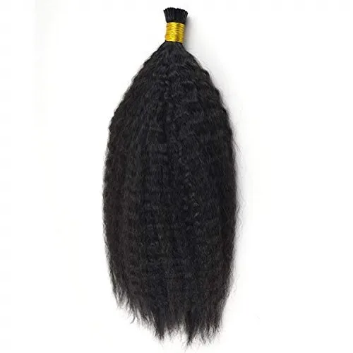 

Кудрявые прямые человеческие волосы для наращивания I Tip, предварительно скрепленные бразильские волосы Remy Fushion I Tip грубые Yaki 100 прядей