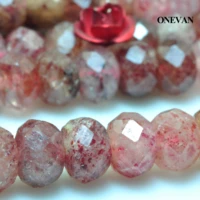 onevan natural strawberry crystal quartz faceted rondelle beads 57mm stone bracelet necklace jewelry making diy accessories